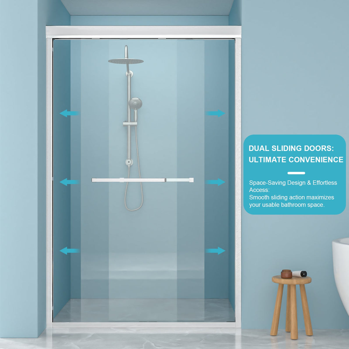 Semi-Frameless Bypass Sliding Shower Door