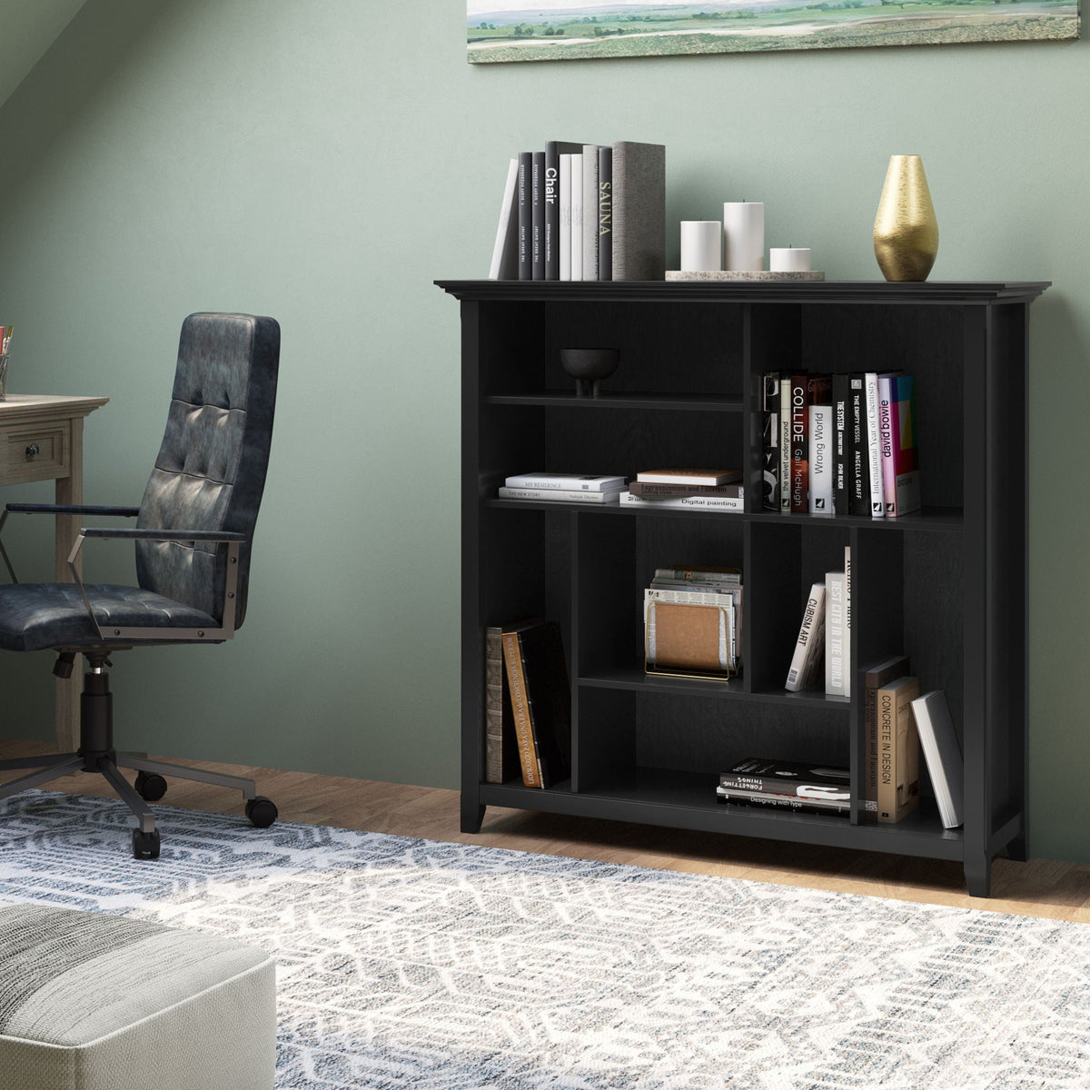 Multi Cube Bookcase and Storage Unit with Eight Storage Cubbies - Black, Gray, White, Dark Brown
