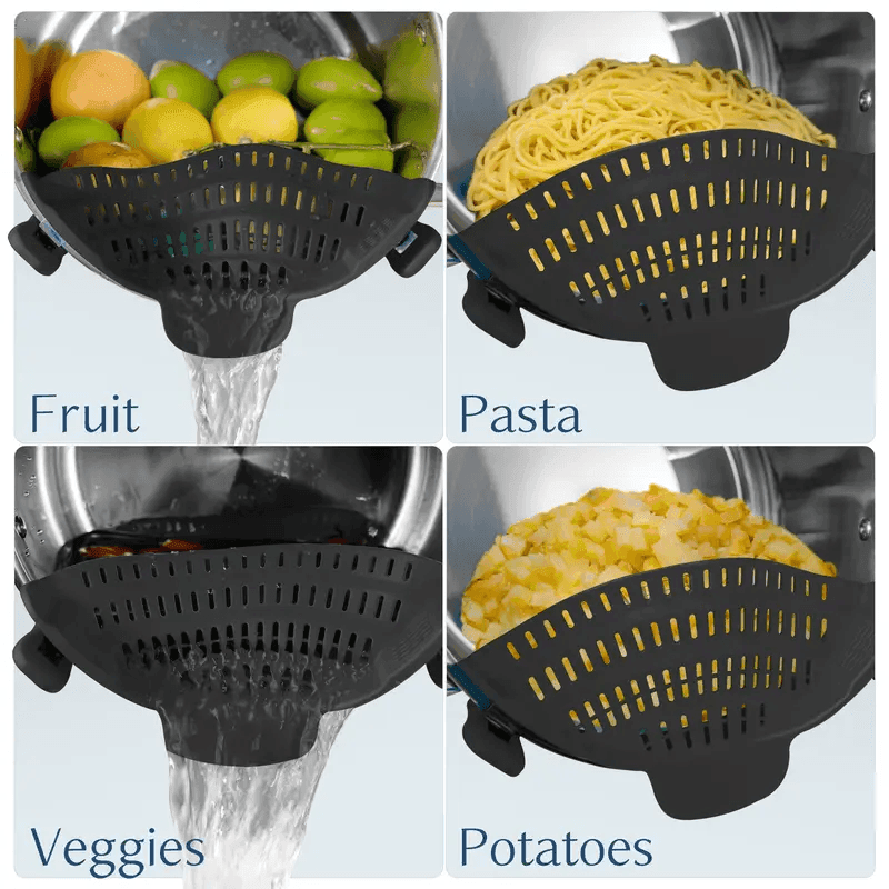 Adjustable Clip-On Strainer for Pots, Pans & Bowls – 1pc Kitchen Pot Strainer