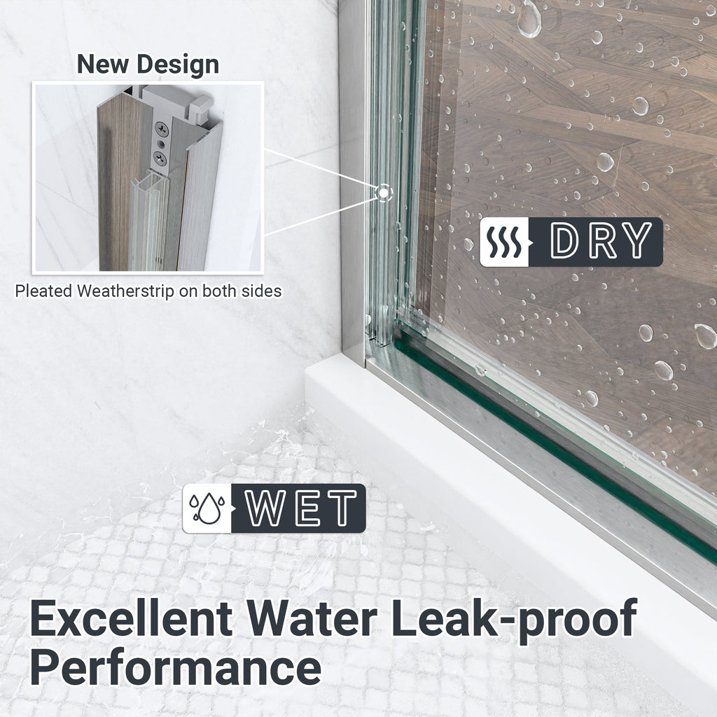 56"-60"W Semi-Frameless Double Sliding Shower Door