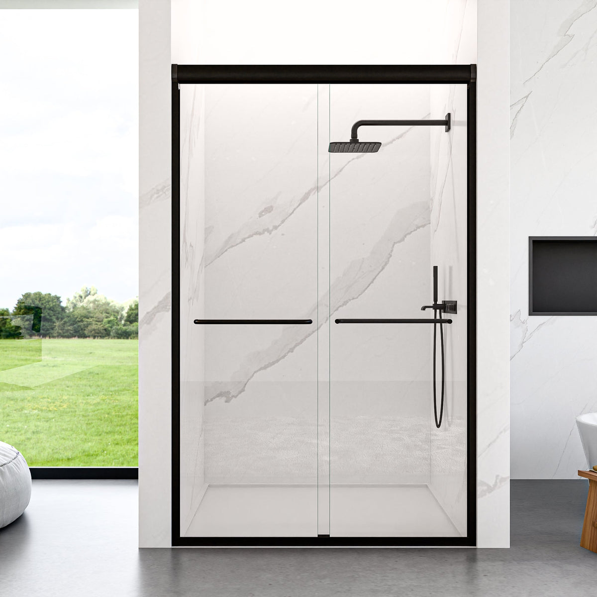 44"-48"W*72" H Semi-Frameless Double Sliding Shower Door