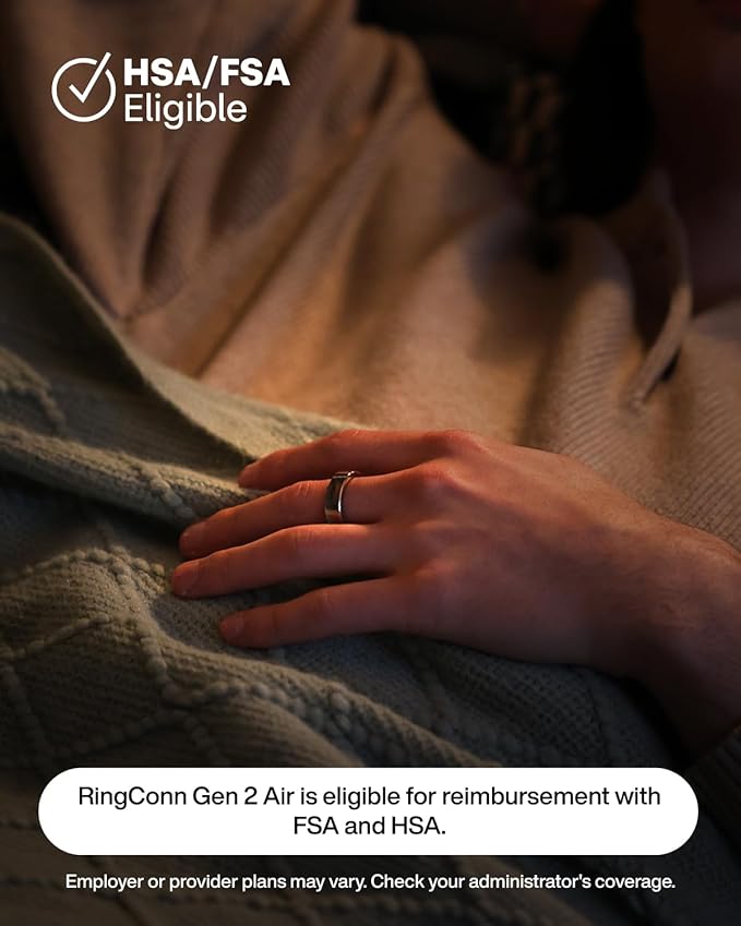 RingConn Gen 2 Air, Ultra-Thin AI Smart Ring, 10-Day Battery Life, Fitness/Sleep/Stress/HR Tracker for Women&Men, No App Fee for Standard Features, iOS & Android Compatible (Size 10, Dune Gold)