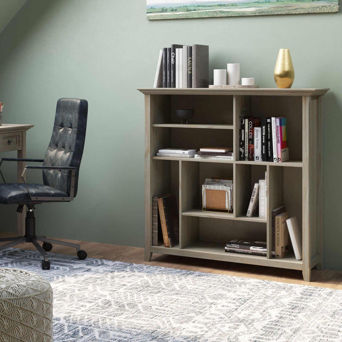 Multi Cube Bookcase and Storage Unit with Eight Storage Cubbies - Black, Gray, White, Dark Brown