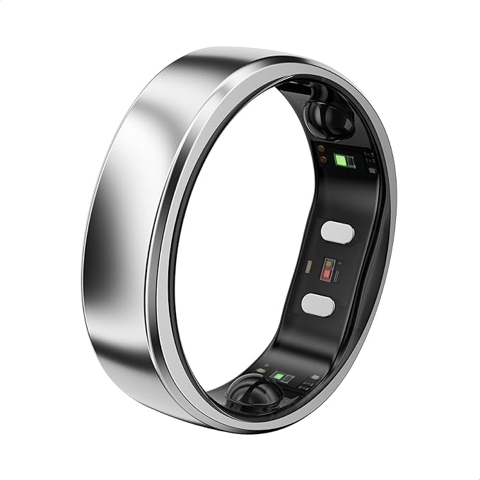 RingConn Gen 2 Air, Ultra-Thin AI Smart Ring, 10-Day Battery Life, Fitness/Sleep/Stress/HR Tracker for Women&Men, No App Fee for Standard Features, iOS & Android Compatible (Size 7, Galaxy Sliver)