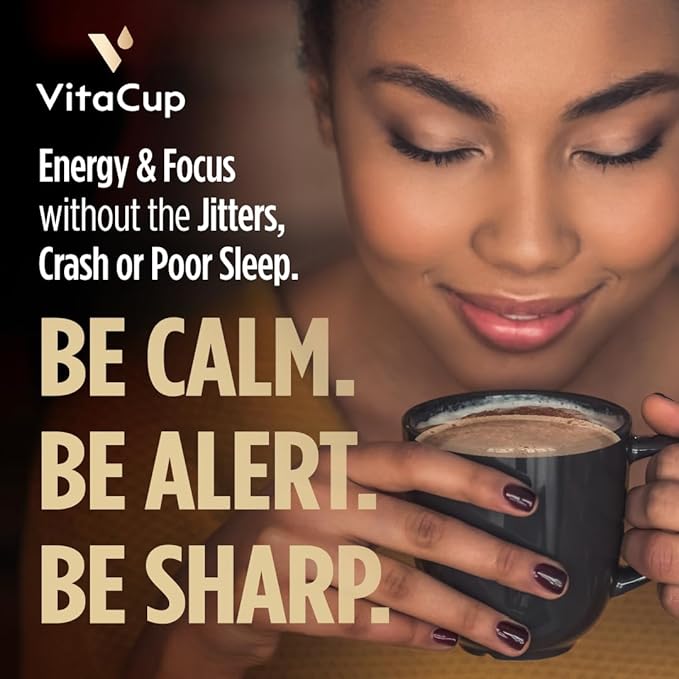 VitaCup Shroom Fuel, Mushroom Based Instant Coffee Alternative Packets, Mushroom Coffee Substitute w/Cacao, Cinnamon, Chaga, Lions Mane, & Maca for Energy, Immune Support, & Focus, 10 ct