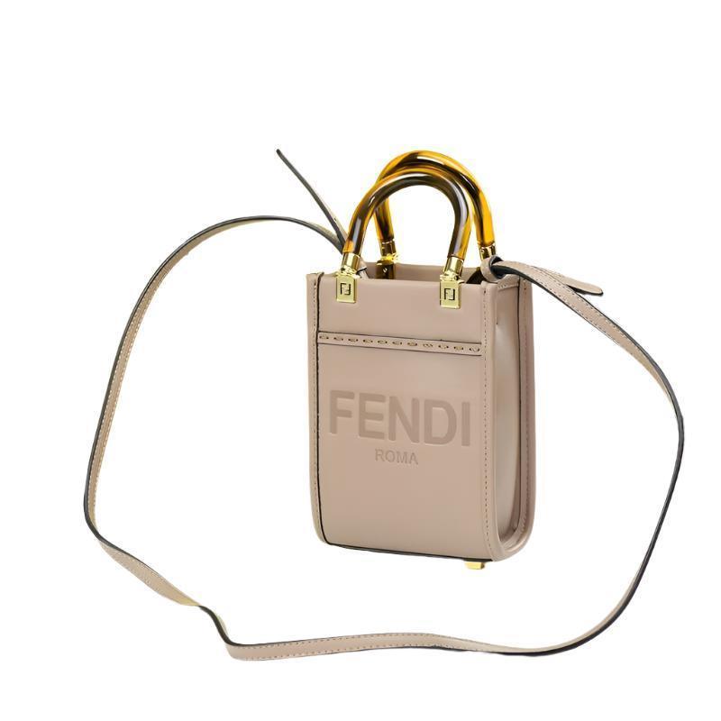 Fendi  Vitello King Plexiglass Logo Embossed Mini Fendi Sunshine Shopper Tote