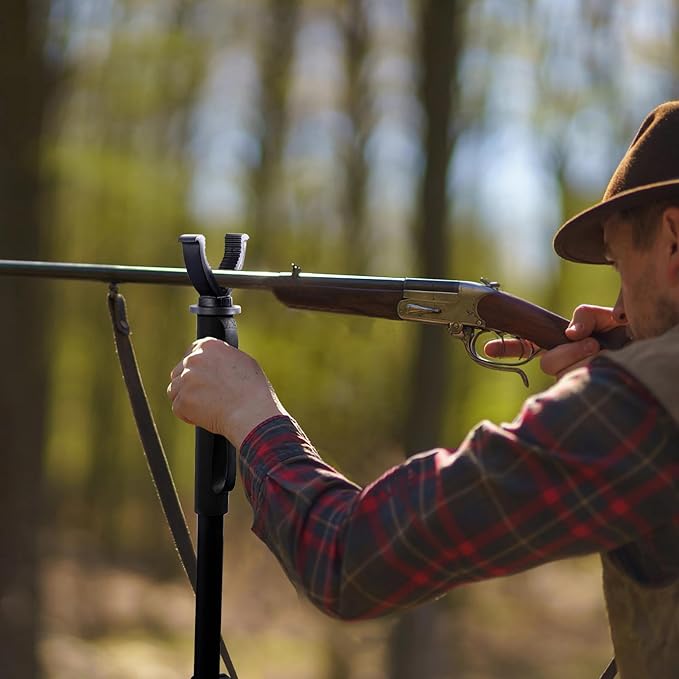 Shooting Stick with V Yoke, 22-62 inches Adjustable Aluminum Shooting Monopod for Hunting Rifles