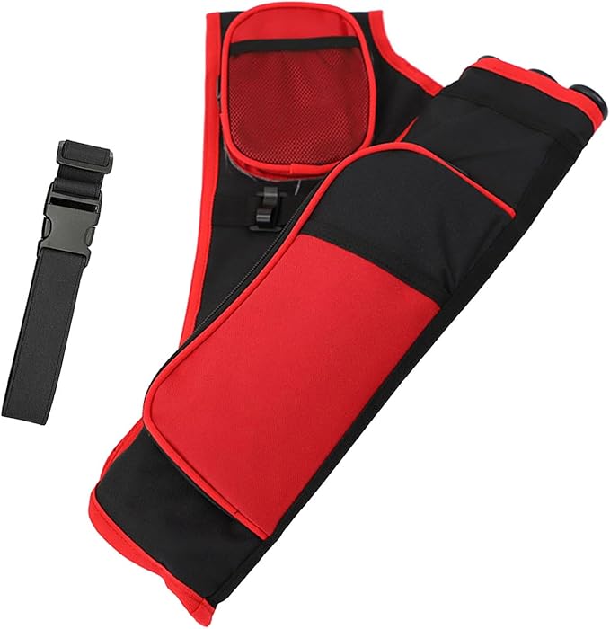 3-Tubes Hip Quiver Waist Hanged Archery Arrow Carry Bag with Pockets Adjustable Belt for Hunting, Target Practice, and Outdoor Shooting, Fits Both Youth and Adults