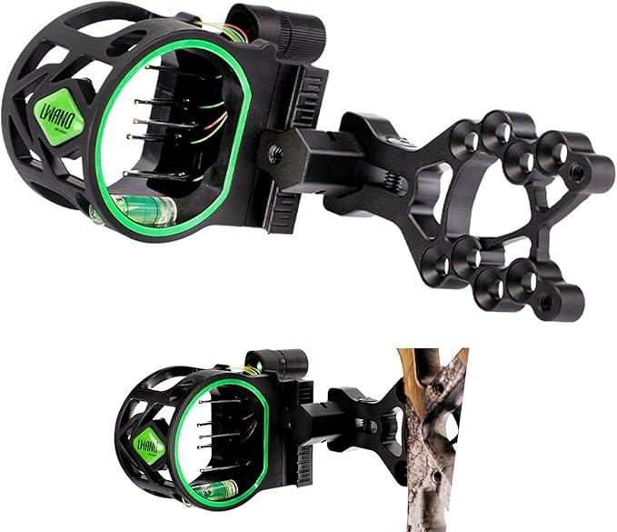 Archery Bow Sight Compound Bow Sight 5 Pin Bow Sights Micro Adjustable with Bow Sight Light Aluminum Alloy Sight for Right and Left Hand