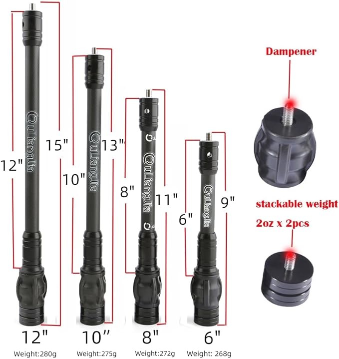 SHARROW Archery Bow Stabilizer Kit Carbon Fiber Stabilizer Dampen Weight Single Side V-bar Quick Disconnect for Compound Bow