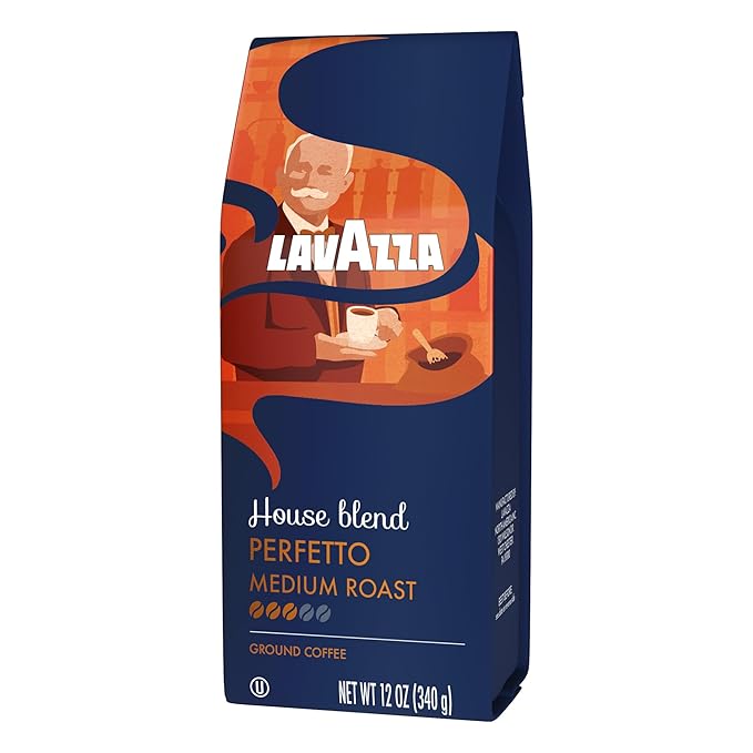 Lavazza House Blend Perfetto Ground Coffee 12oz Bag, Medium Roast, Full-bodied, Intensity 3/5, 100% Arabica, Ideal for Drip Brewers, (Pack of 1) - Package May Vary