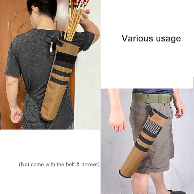 KRATARC Archery Lightweight Back Arrow Quiver Dual Use Foldable Compact Hip Arrows Bag with Molle System Hanged for Target Shooting