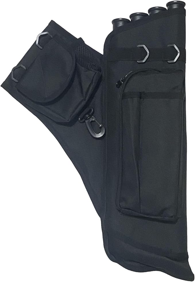 Archery Hip Quiver for Arrows with 4 Arrow Tubes Arrow Holder, Pockets for Accessories and Waist Belt