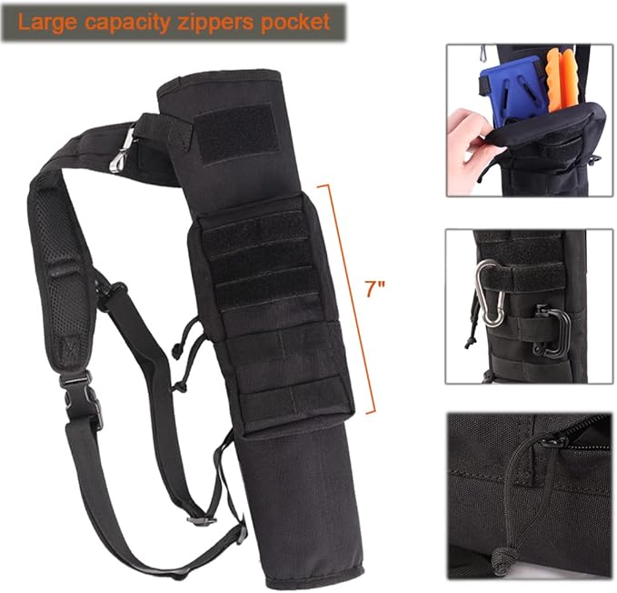 KRATARC Archery Lightweight Back Arrow Quiver Dual Use Foldable Compact Hip Arrows Bag with Molle System Pocket Hanged for Target Shooting Hunting