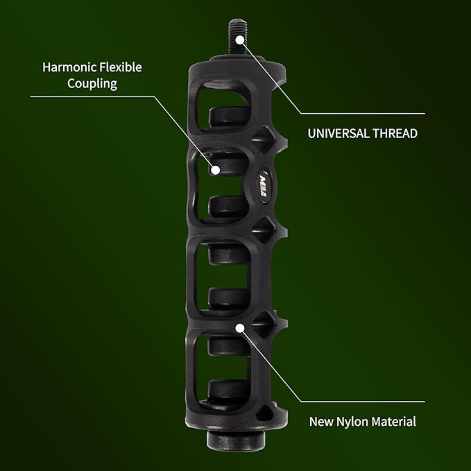 Archery 6" Lightweight Bow Stabilizer - Flexible Coupling Stabilizer for Compound/Recurve Bow Reduceing Noise and Vibration, Dampeners Balance Bar for Improved Bow Balance & Stability