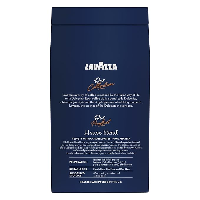 Lavazza Perfetto Ground Coffee Blend, Dark Roast, 20 Ounce, Value Pack, Caramel flavor with Dark and Velvety Texture, 100% Arabica