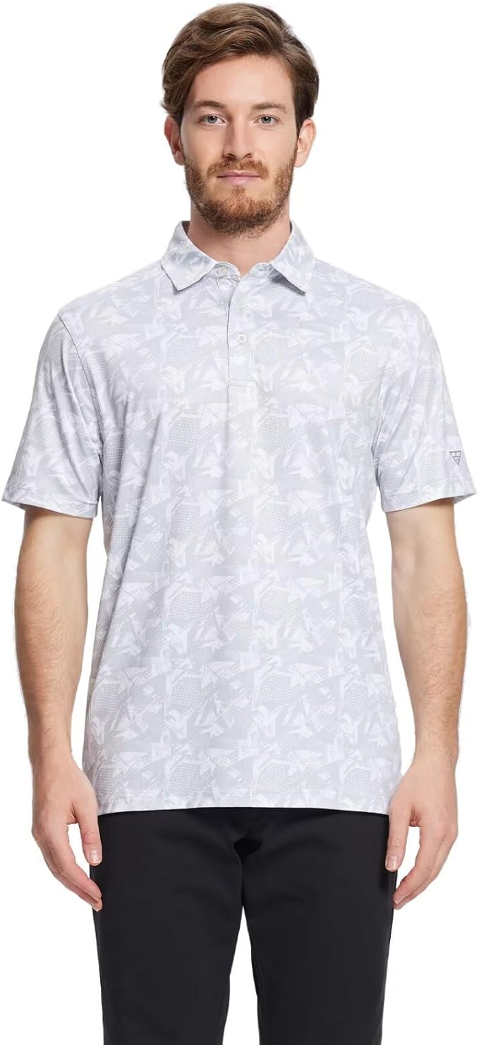 Men's Golf Polo Shirts Short Sleeve Striped Performance Moisture Wicking Dry Fit Golf Shirts for Men