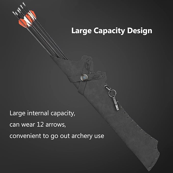 Arrow Quiver Hip Quiver for Arrows Waist Hanged Arrow Holder Adjustable PU Leather Hip Arrows Bag