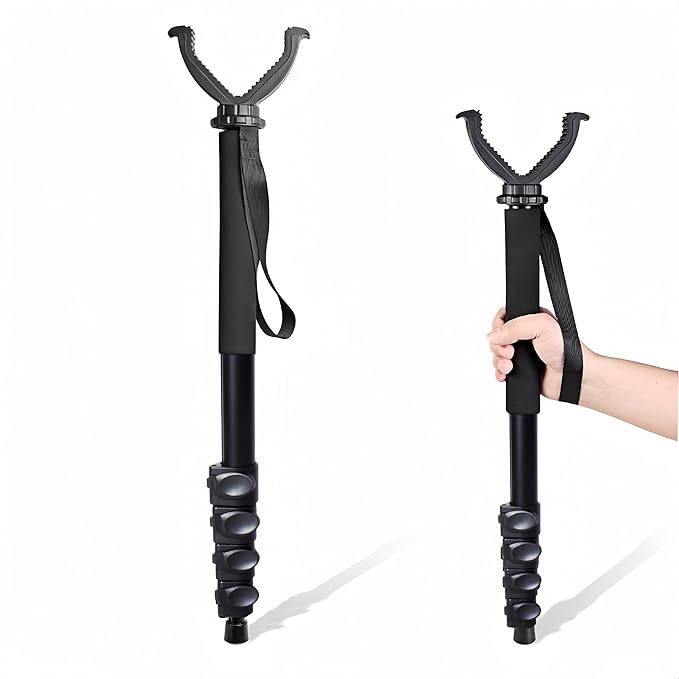 Shooting Stick with V Yoke, 22-62 inches Adjustable Aluminum Shooting Monopod for Hunting Rifles