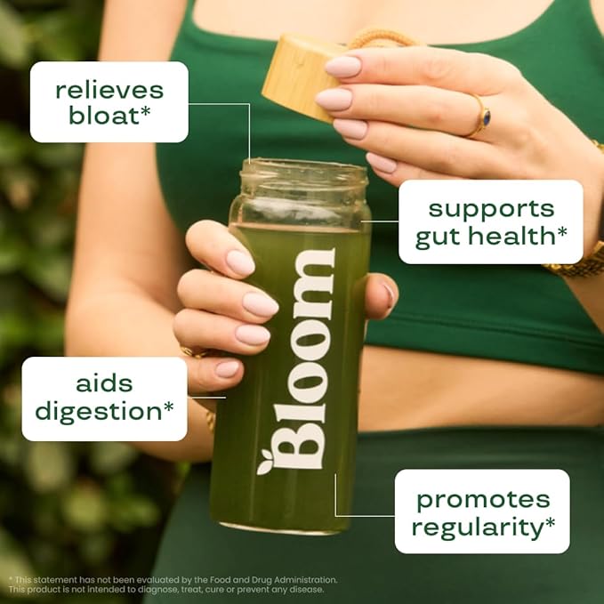 Bloom Nutrition Superfood Greens Powder, Digestive Enzymes with Probiotics and Prebiotics, Gut Health, Bloating Relief for Women, Chlorella, Green Juice Mix with Beet Root Powder, 60 SVG, Mango