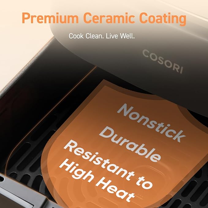 COSORI Air Fryer 9-in-1, Compact & Large 6-Qt, Fast Turbo Modes, 90-450°F Even Results, Precision Heating, Up to 95% Less Oil*, Roast, Bake, Dry, Reheat, Frozen, Broil, Proof, 120V, TurboBlaze