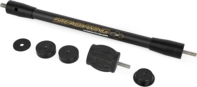 AMEYXGS Archery Bow Stabilizer for Compound Bow, 3K Carbon Fiber 6", 8", 10", 12" 15" Rods, Damping System, Weights Kit, Single Side V-Bar Mount,Quick Disconnect