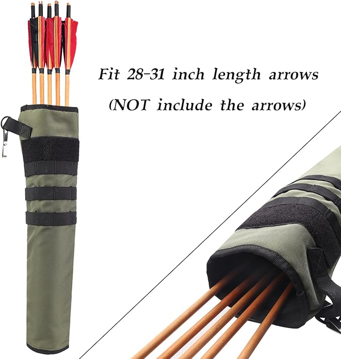 KRATARC Archery Lightweight Back Arrow Quiver Dual Use Foldable Compact Hip Arrows Bag with Molle System Hanged for Target Shooting