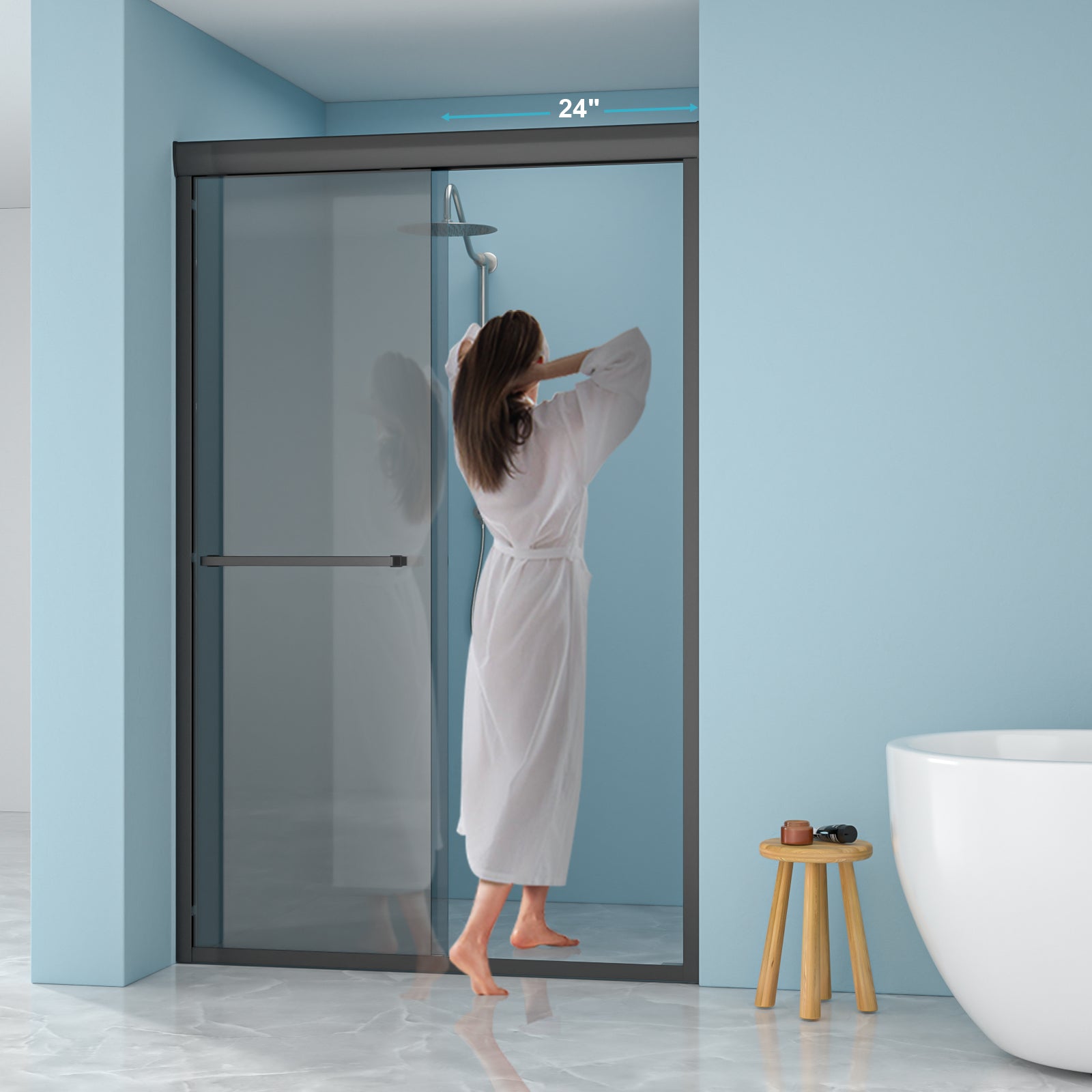48"W x 76"H Double Sliding Glass Shower Door