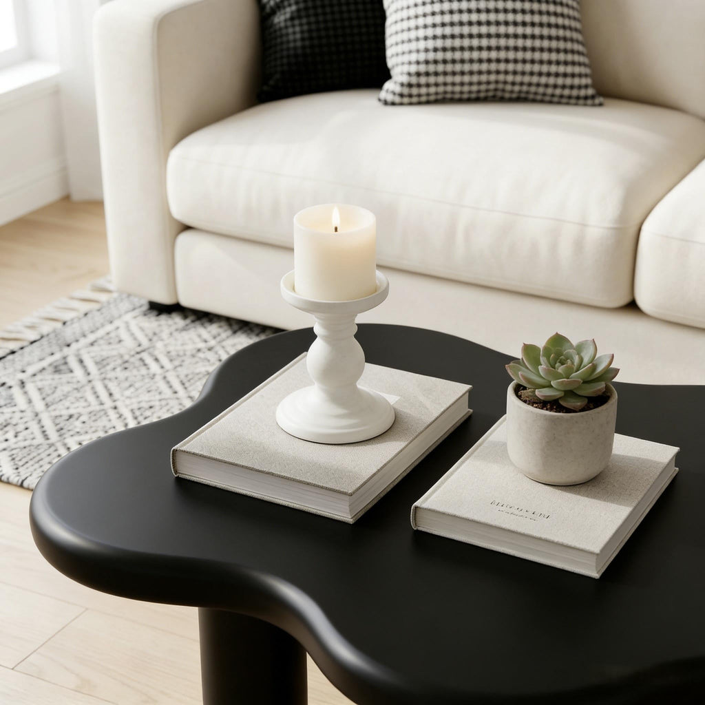 40'' Wood Cloud Coffee Table with 4 Round Legs