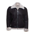 Hamptons Classic Brown Bomber Aviator Shearling Jacket with Collar Belt