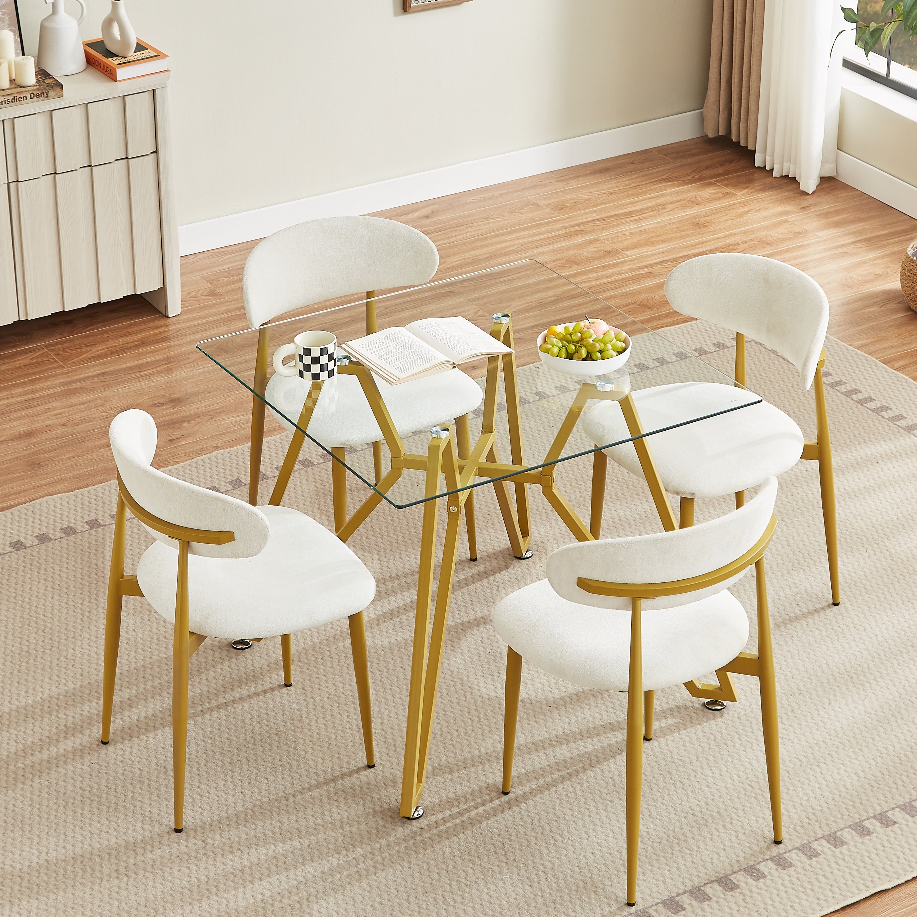 35.4-Inch Square Tempered Glass Dining Table