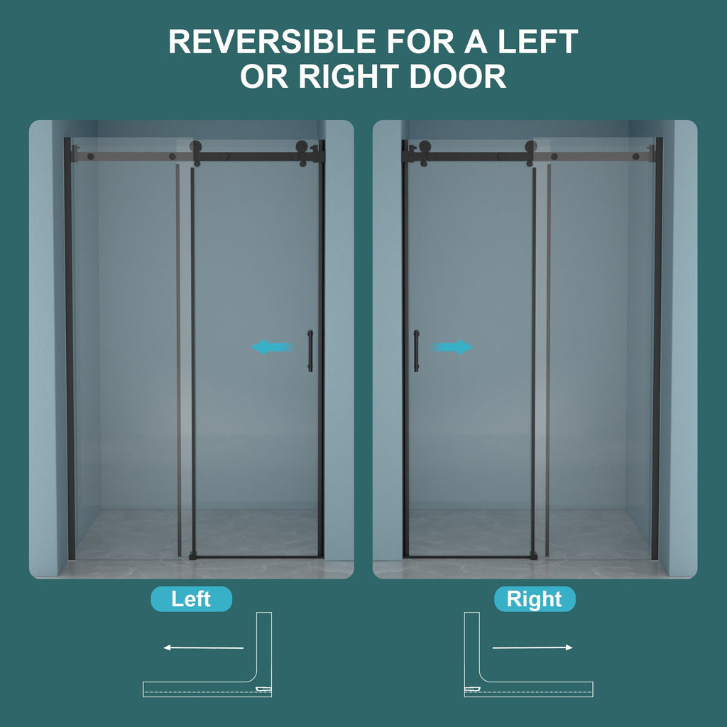 Modern Single Slide Shower Door, Tempered Glass, Stainless Steel Frame