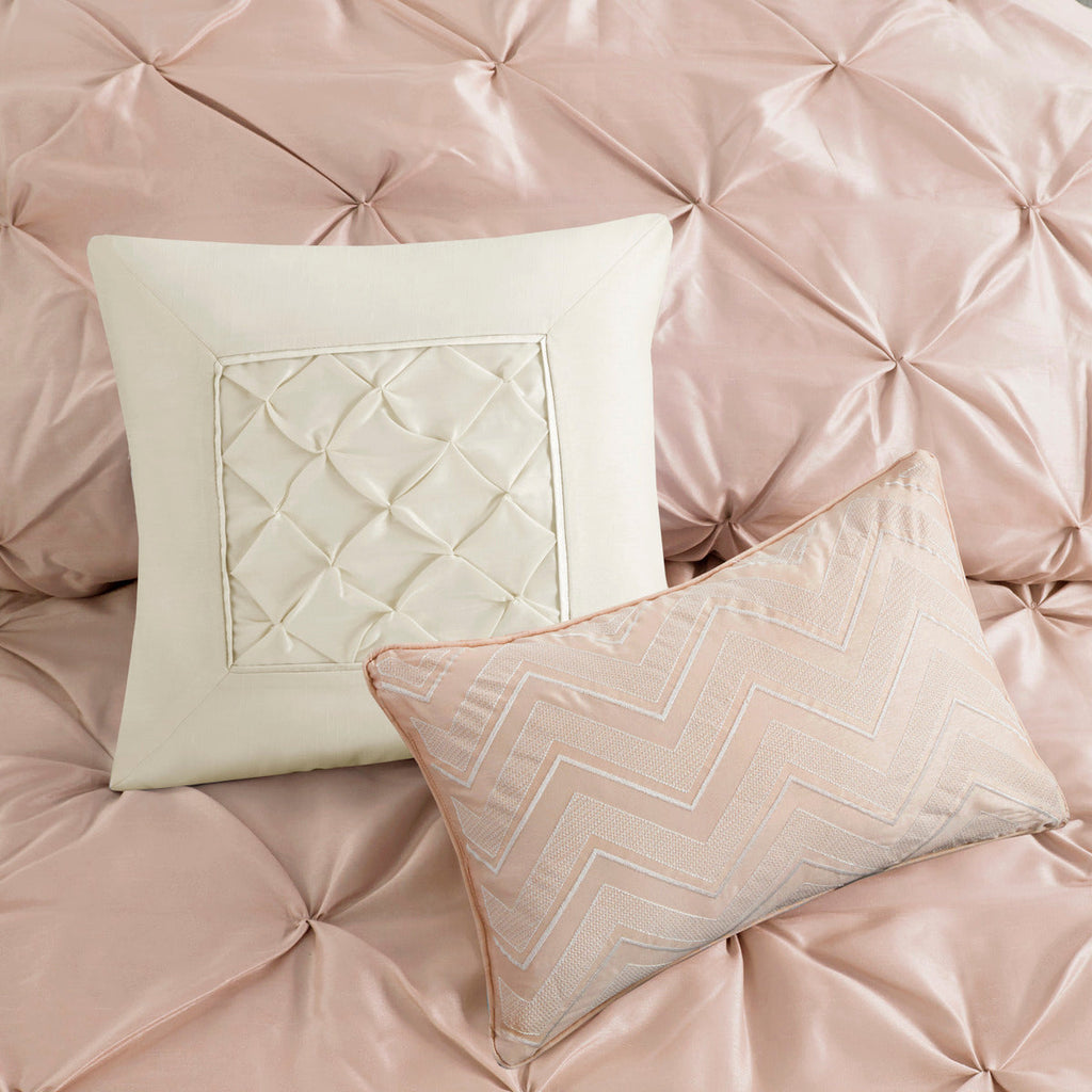 7 Piece Tufted Comforter Set Blush King