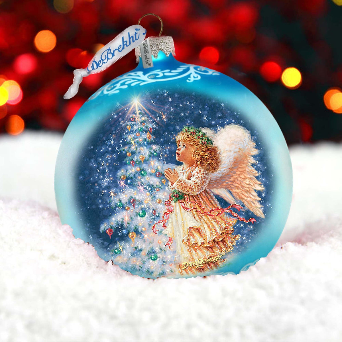 Angels Christmas Wish Lg Glass Ornament by D.Gelsinger - Christmas Holiday Decor - 73961