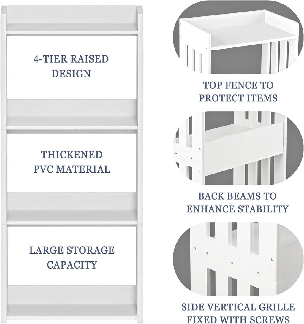4 Tier White Bookshelf Ideal For Small Spaces Storage Room