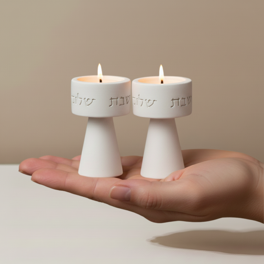 Modern Judaica Concrete Candle Holders – Solura Series