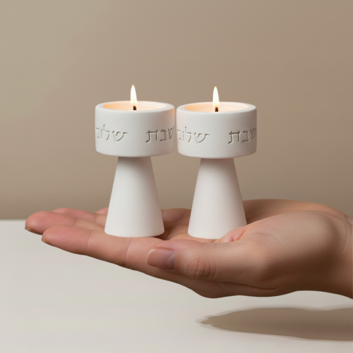 Modern Judaica Concrete Candle Holders – Solura Series