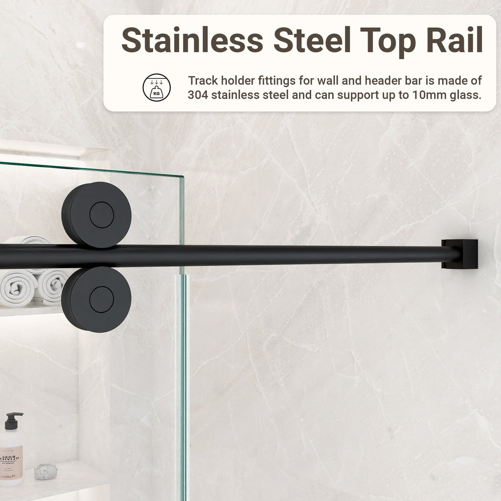 Frameless Single Sliding Shower Door – 5/16" Clear Tempered Glass