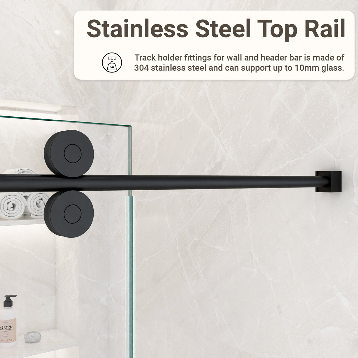 Frameless Single Sliding Shower Door – 5/16" Clear Tempered Glass