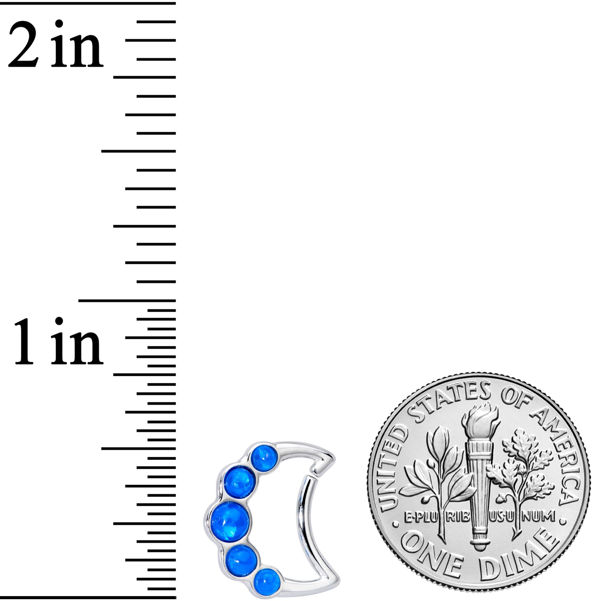 16G 3/8 Blue Moon Right Ear Closure Ring