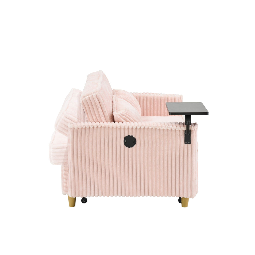 Pull Out Sofa With Movable Tabletop And USB Ports