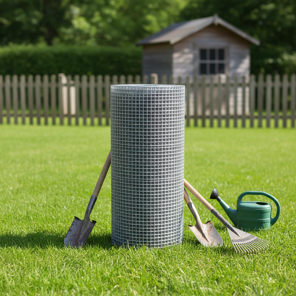 Wire Mesh Fence Roll with 1/2in Mesh - Galvanized Steel, 60in x 50ft