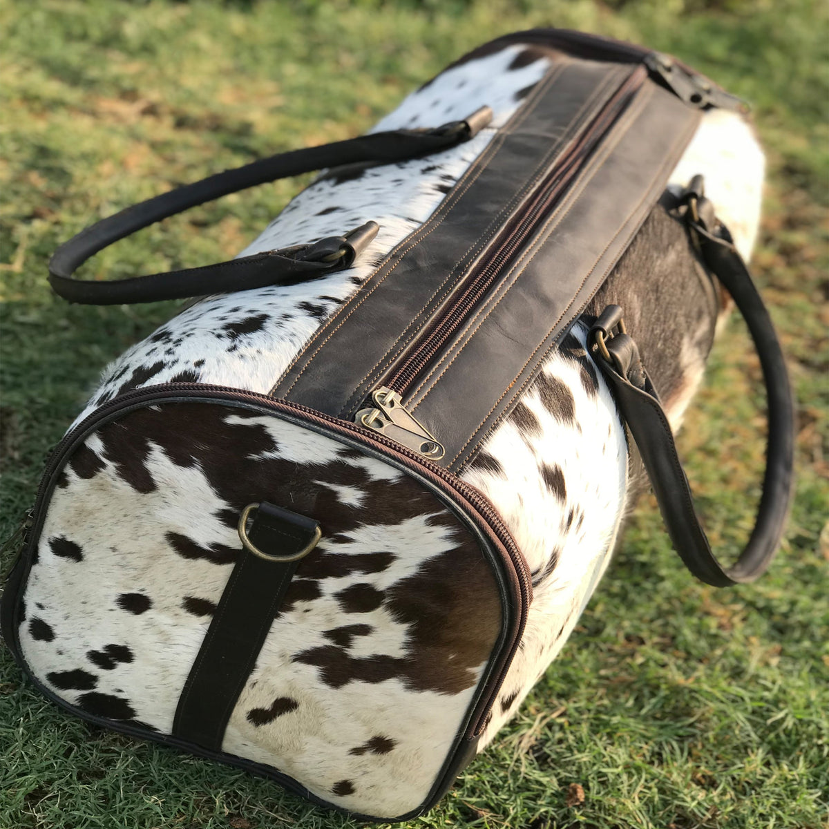Medium Cowhide Duffel Bag, Genuine Leather Travel Luggage, Perfect Gift for Him or Her