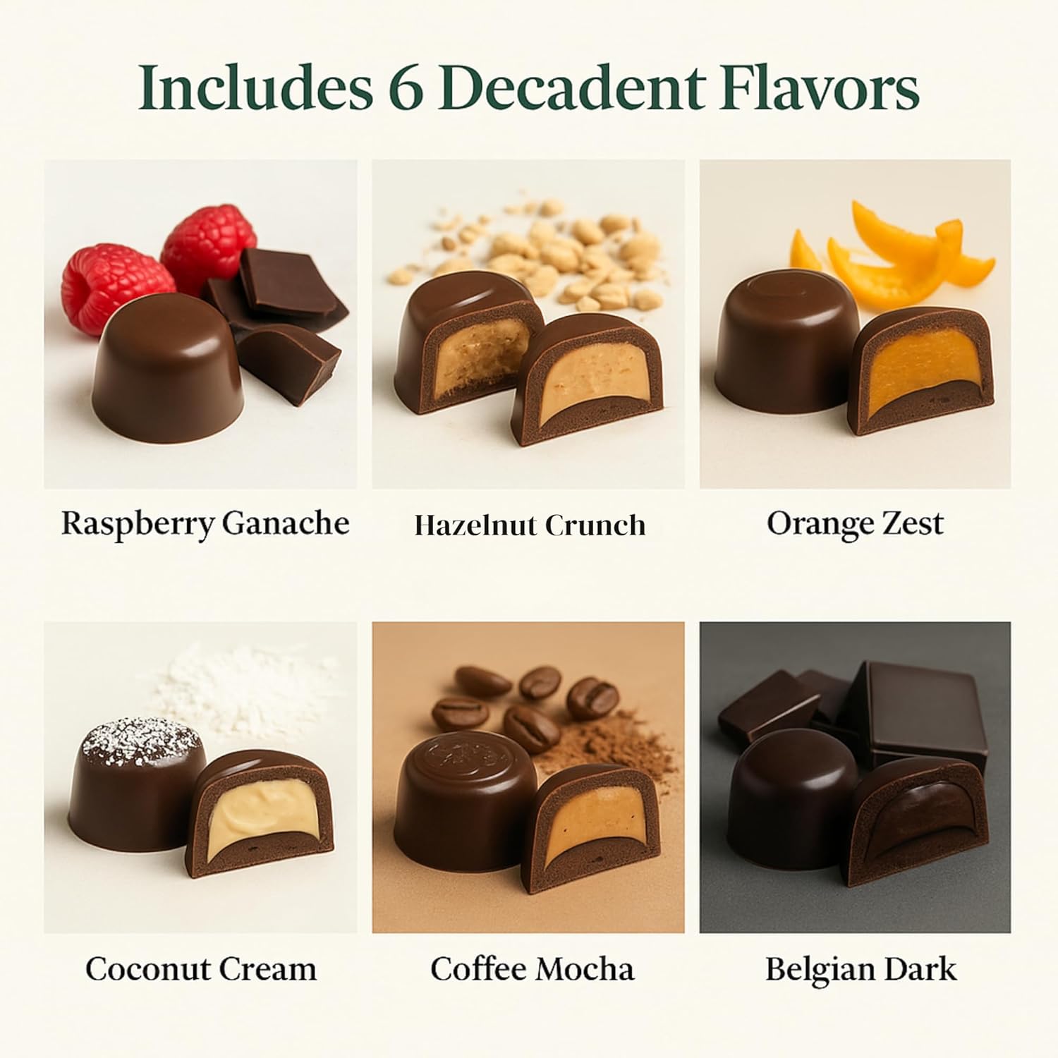 Andy Anand Sugar-Free Belgian Chocolate Truffles, 24 pc, 60% Cacao – Espresso, Hazelnut, Strawberry, Coconut, Cherry & Orange, Keto Gift