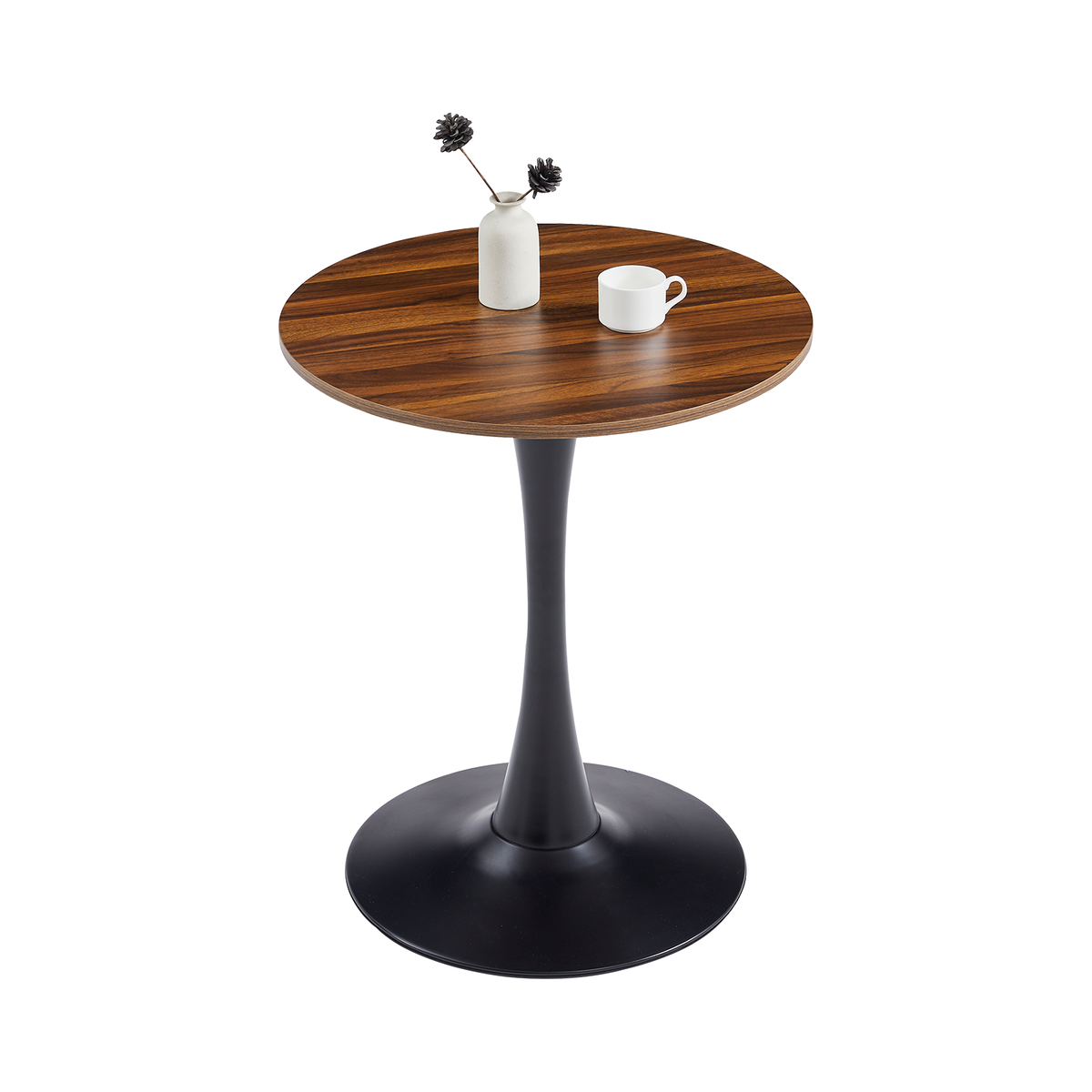Dark Wood Grain Round Dining Table