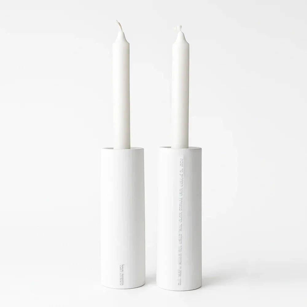 Modern Tall Concrete Shabbat Holders – Aura Series