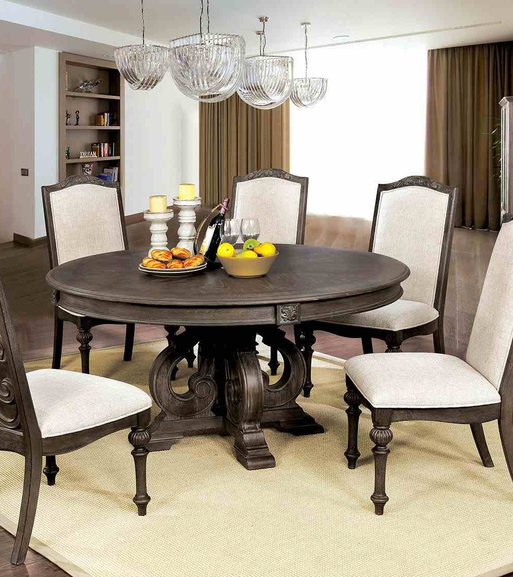Round Dining Room Table with Pedestal Base