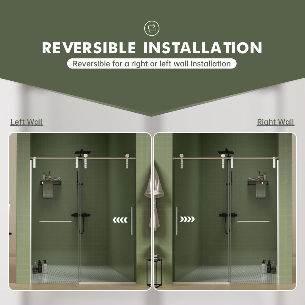 56"-60"W x 76"H Frameless Shower Door