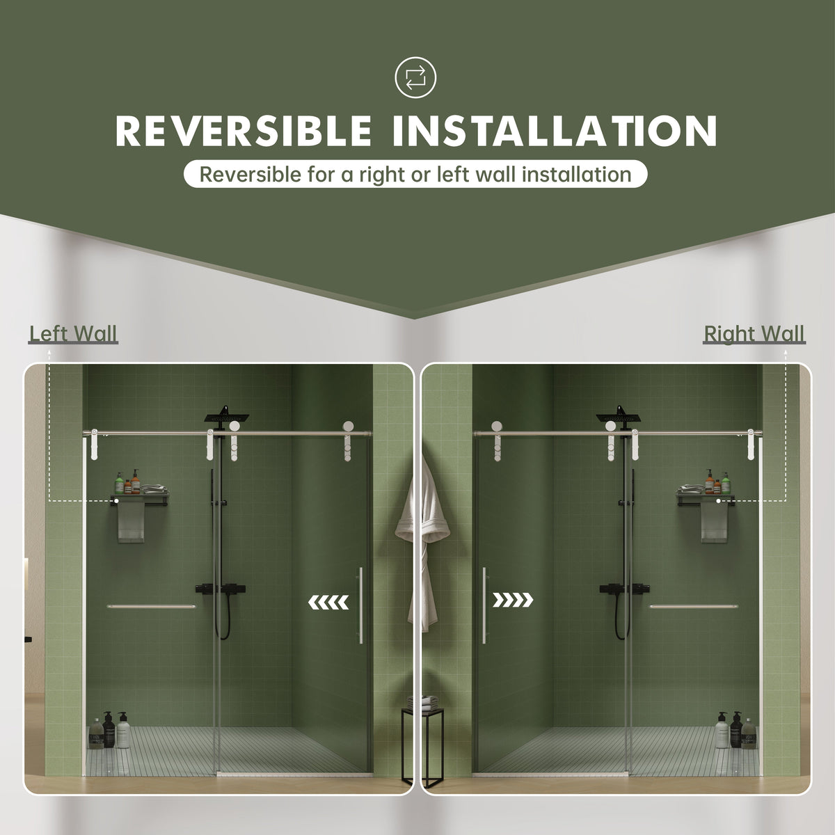 56"-60"W x 76"H Frameless Shower Door