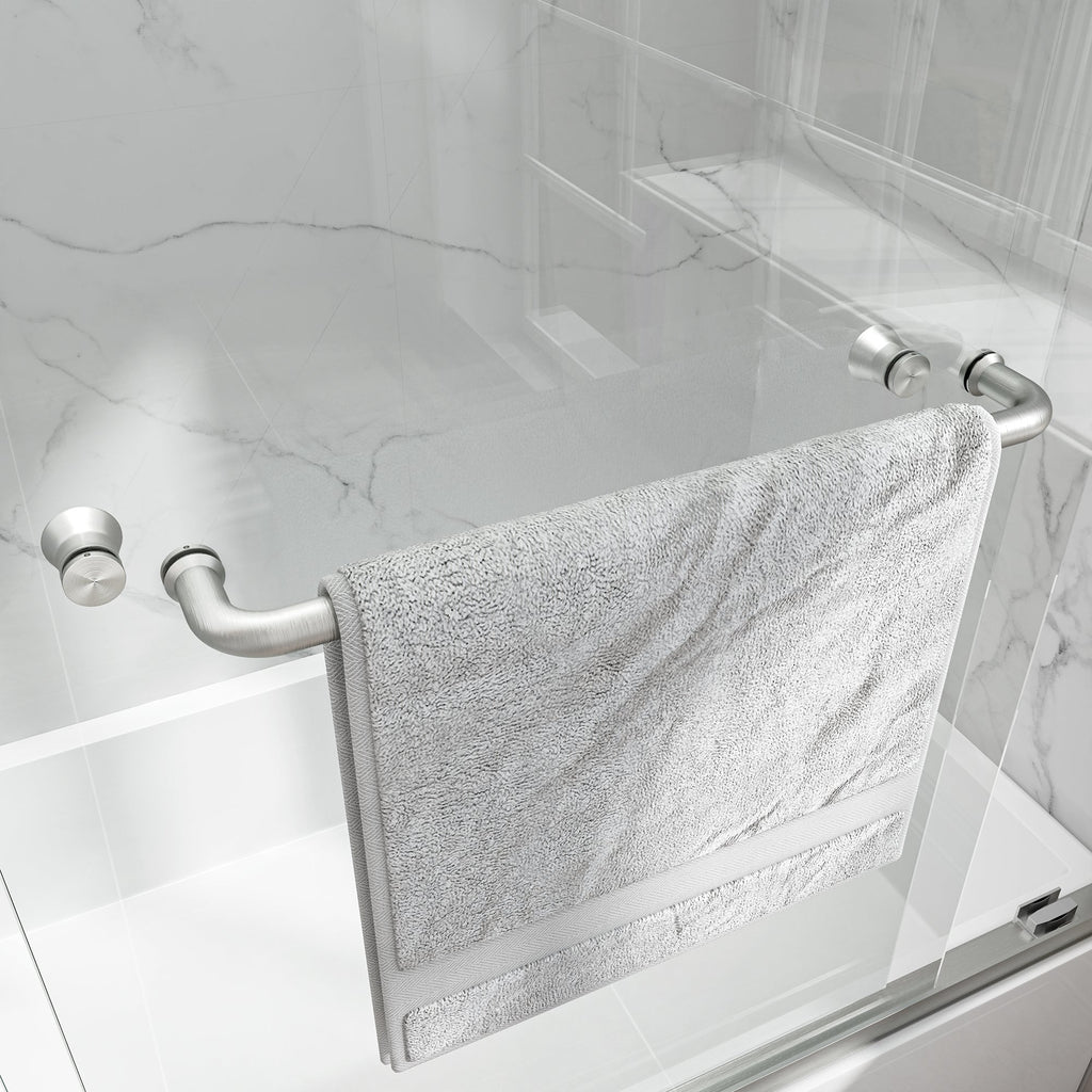 Brushed Nickel Reversible Installation Double Bypass Sliding Shower Door